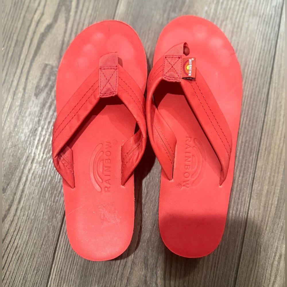 Rainbow Red Flip Flops